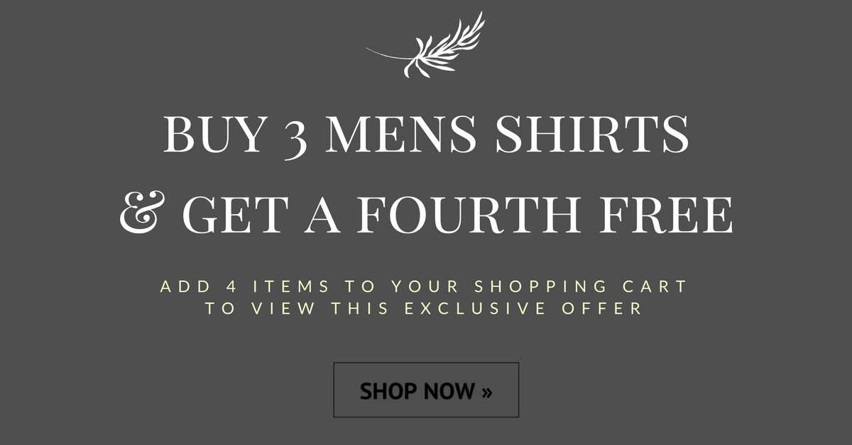 Mens Shirt offer Buy 4 Shirts but only pay for 3 Shirts FREE